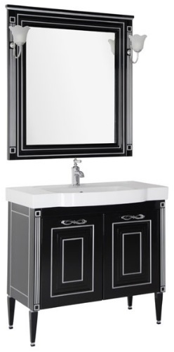 Aquanet Мебель для ванной Паола 90 Домино, черная/патина серебро (186393) – фото-1