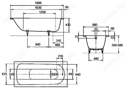 Kaldewei Стальная ванна "Advantage Saniform Plus 375-1" – картинка-5