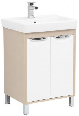 Aquanet Тумба с раковиной Гретта 60 new 2 двери, светлый дуб – фото-1