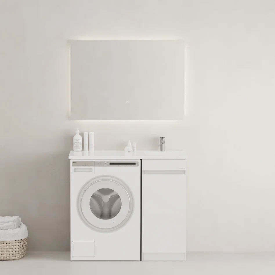 Onika Тумба под раковину Милтон Нова 38 напольная под стиральную машину белая – фотография-8