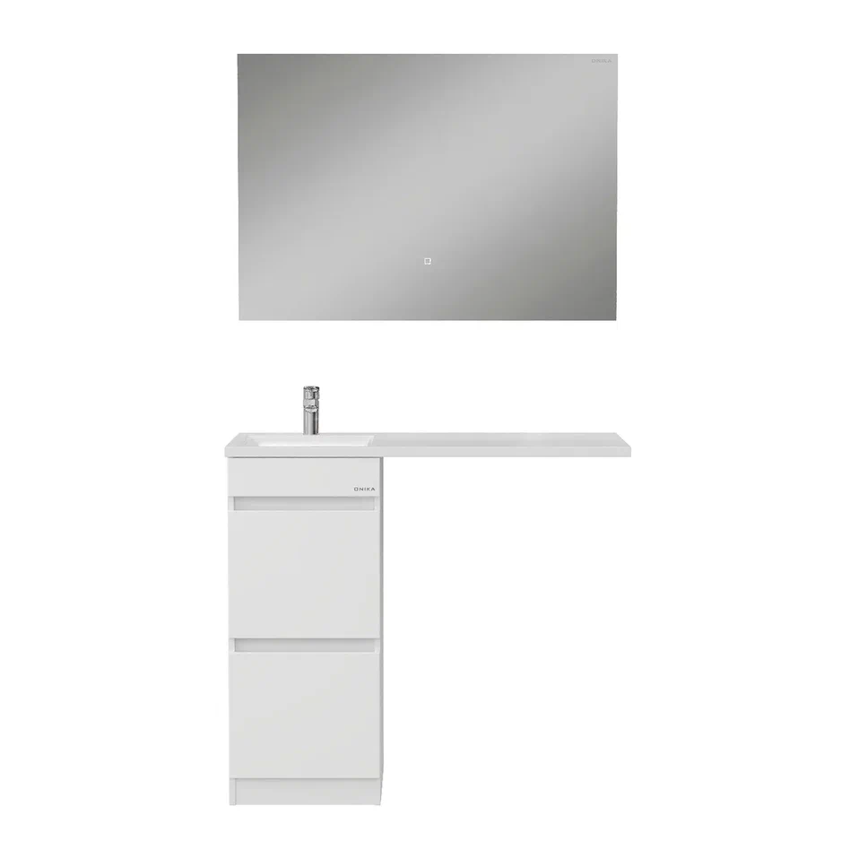 Onika Тумба с раковиной Милтон 38 напольная под стиральную машину белая – фотография-11