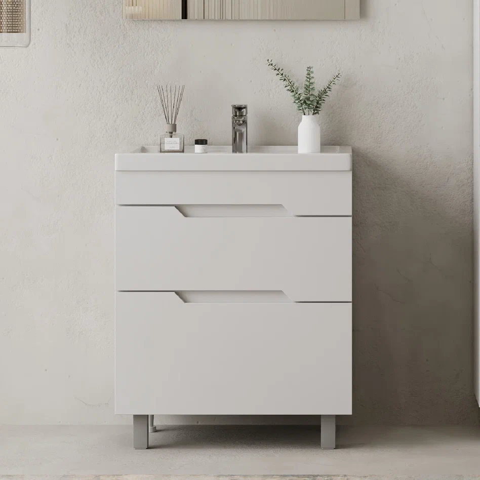 Onika Тумба с раковиной Ламина 70 напольная белая – фотография-4