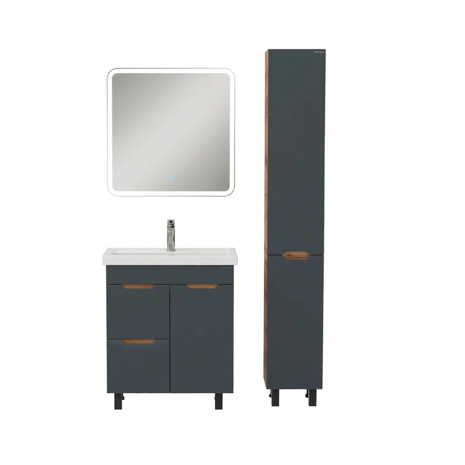 Onika Тумба под раковину Айленд 70 напольная графит/дуб крафт золотой – фотография-10