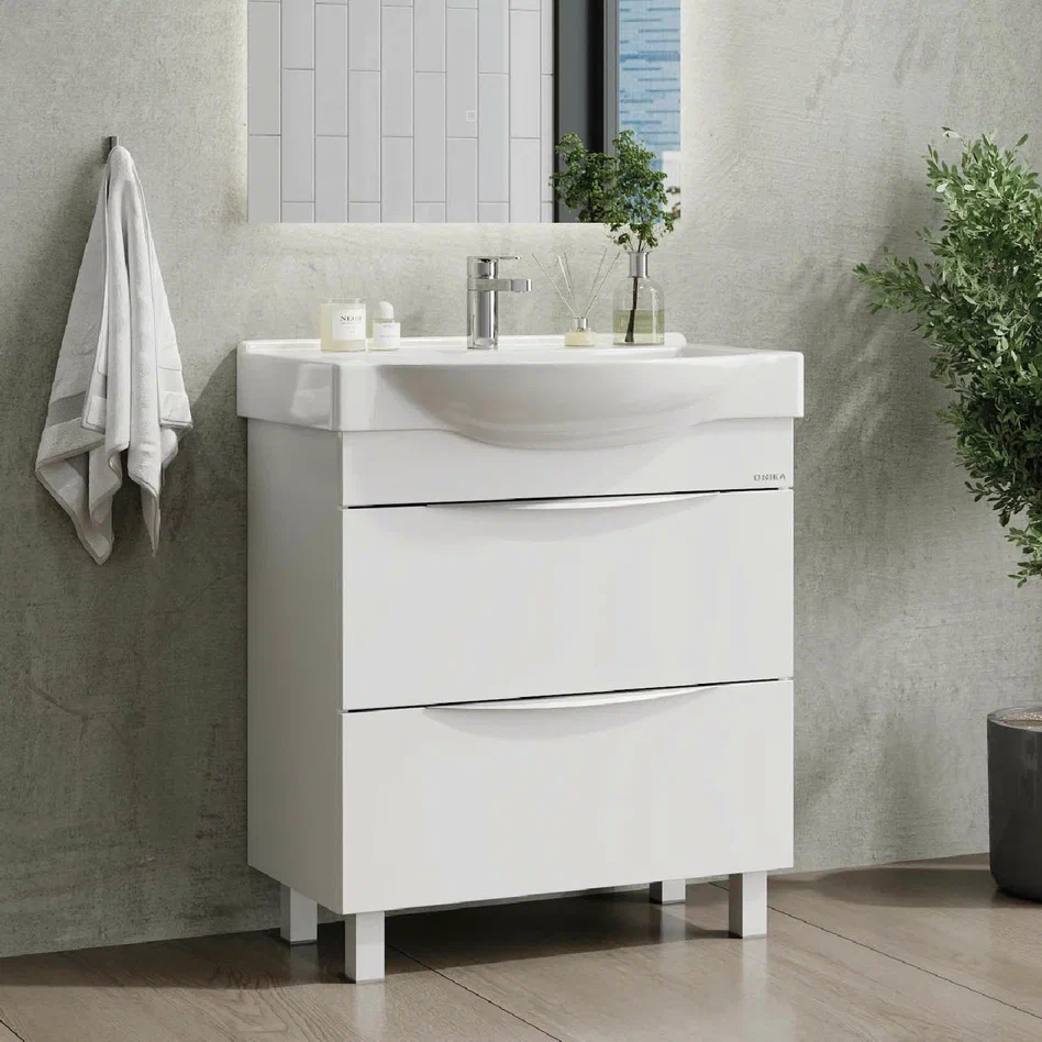 Onika Тумба с раковиной Навиа 80 напольная белая – фотография-4