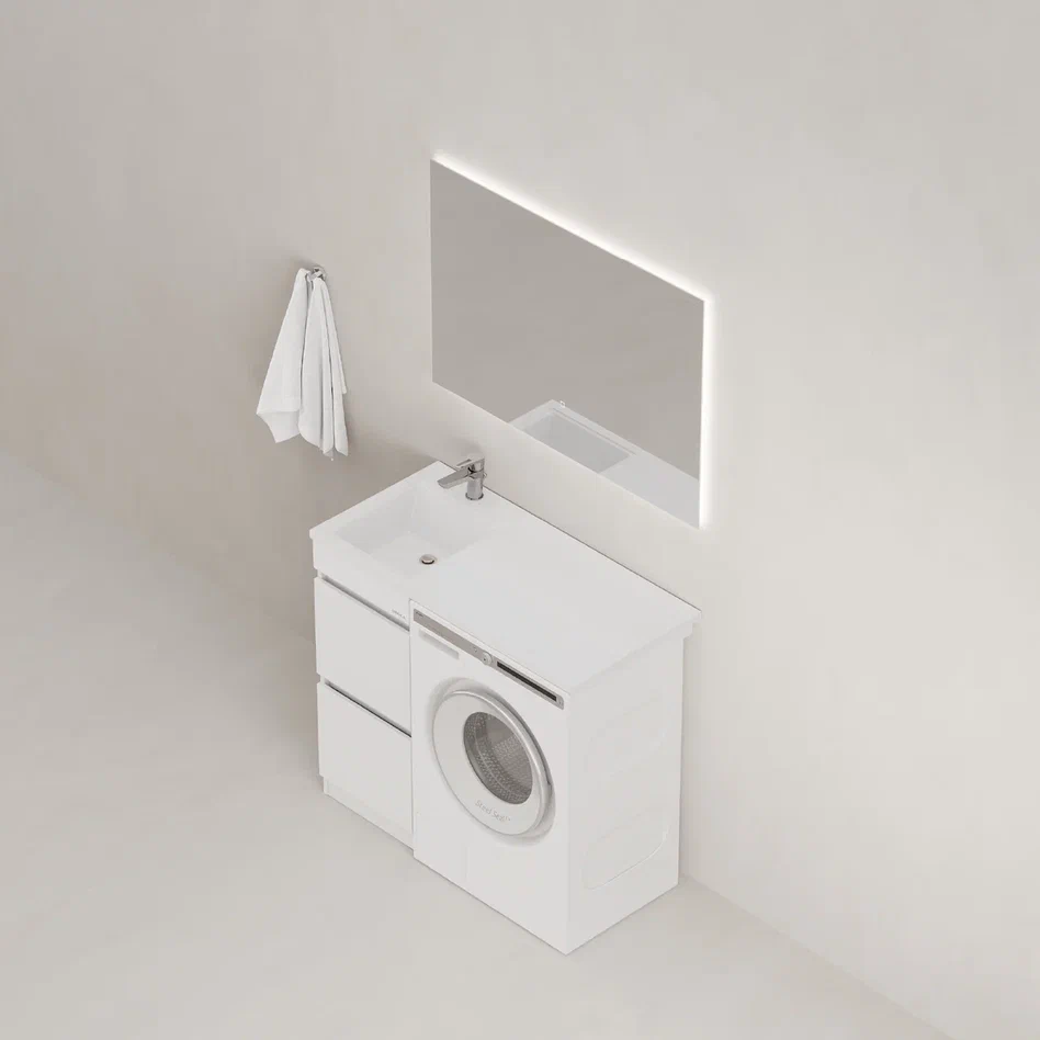 Onika Тумба под раковину Милтон 38 напольная под стиральную машину белая – фотография-8