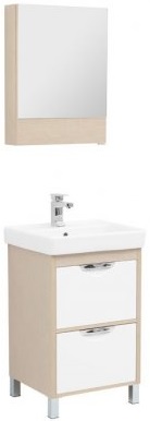 Aquanet Тумба с раковиной Гретта 55 new 2 ящика, светлый дуб – фотография-2