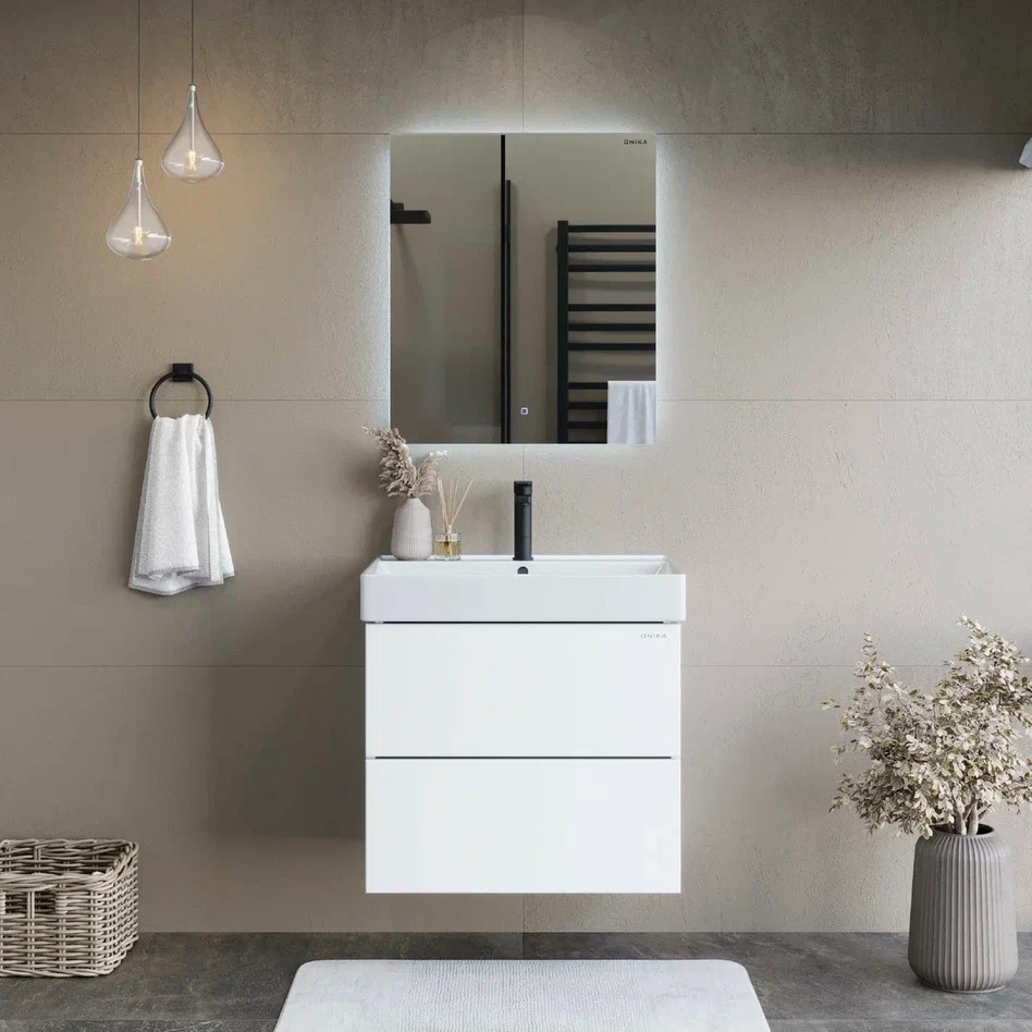 Onika Тумба под раковину Эсквана 65 подвесная белая – фотография-3
