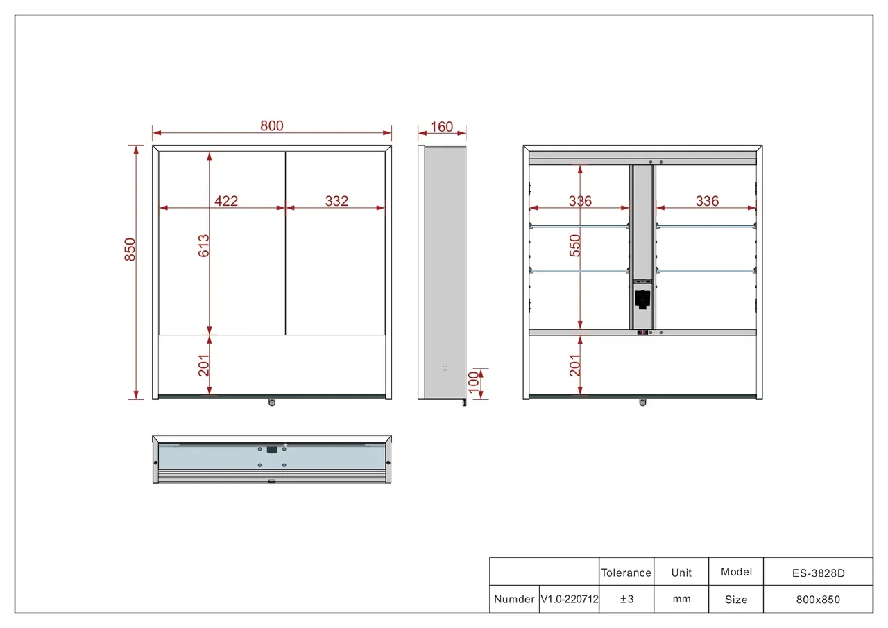 Esbano Зеркальный шкаф с подсветкой ES-3828D 80/85 – фотография-6