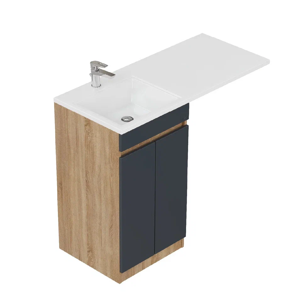 Onika Тумба под раковину Милтон Нова 58 напольная под стиральную машину графит/дуб сонома – фотография-10