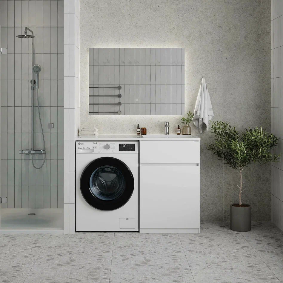 Onika Тумба под раковину Сорго 58 напольная под стиральную машину белая – фотография-3