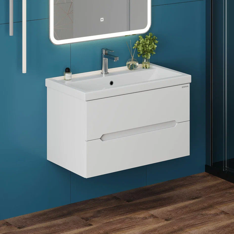 Onika Тумба под раковину Айленд 80 подвесная белая – фотография-2