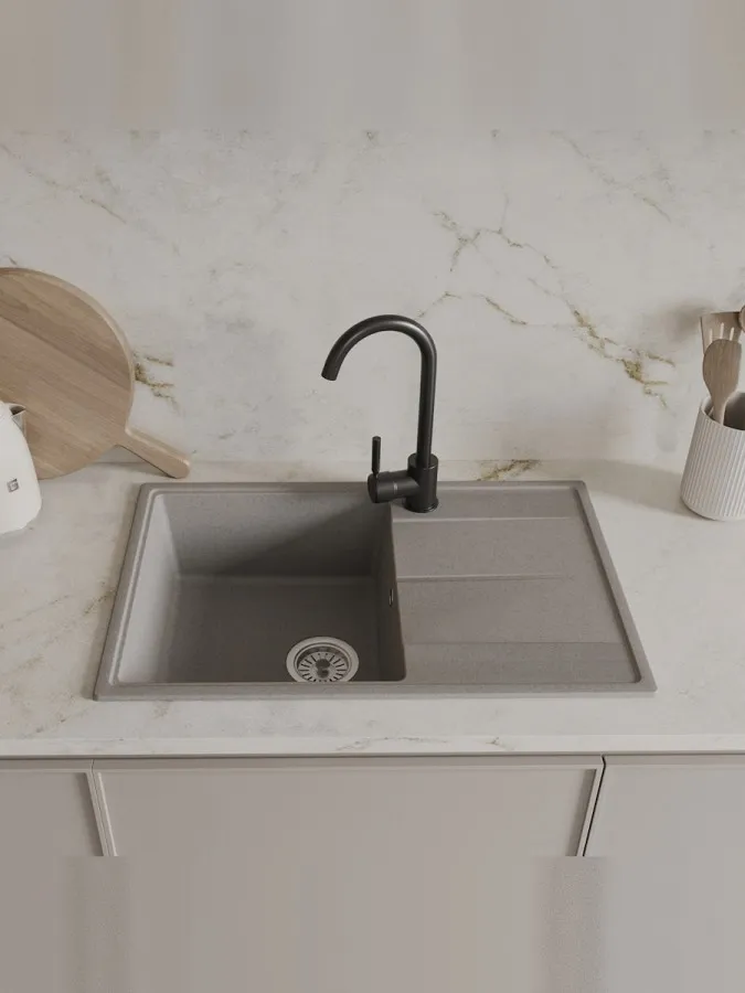 Teymi Мойка кухонная Hanna Smart 74 матовая серая – фотография-6