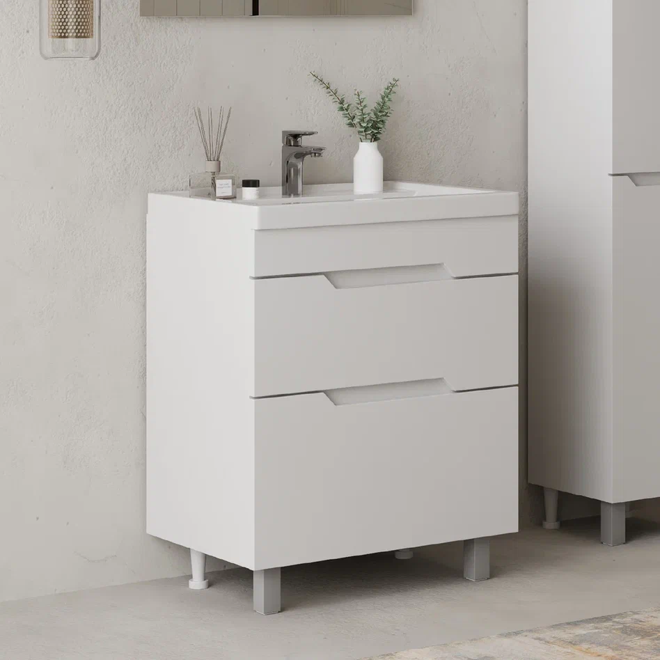 Onika Тумба под раковину Ламина 70 напольная белая – фотография-6