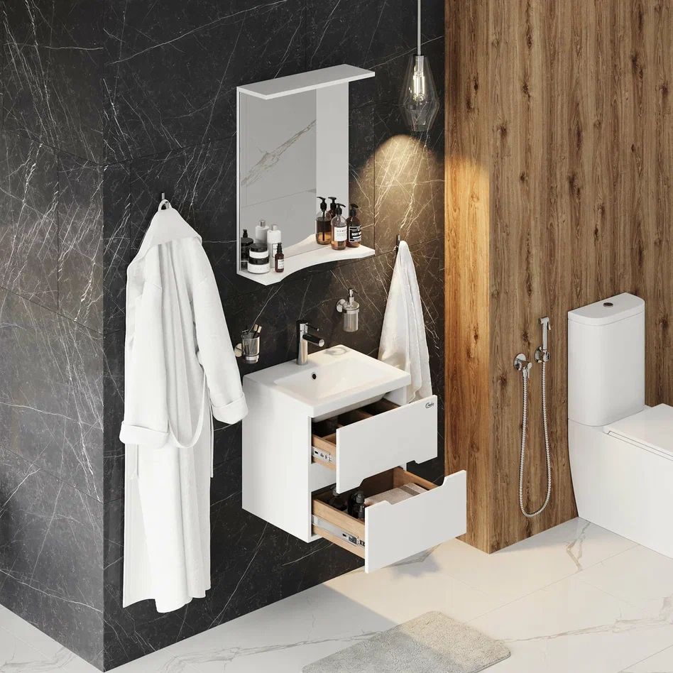 Onika Тумба с раковиной Айленд 50 подвесная белая – фотография-8