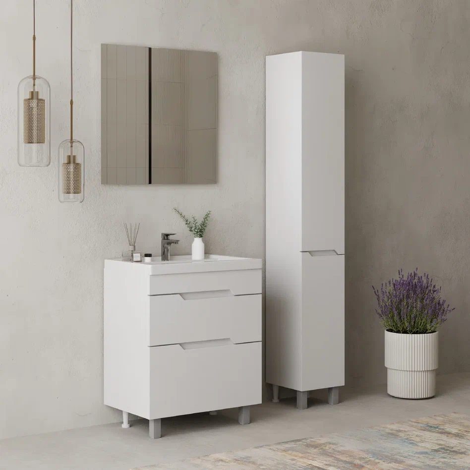 Onika Тумба с раковиной Ламина 80 напольная белая – фотография-5