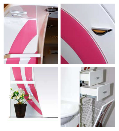 Misty Тумба с раковиной Каролина 60 3 ящика L розовое стекло – картинка-3