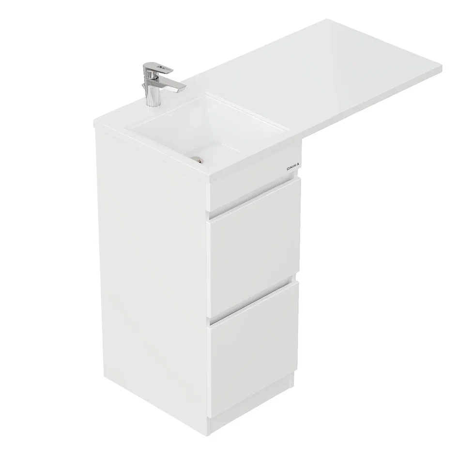 Onika Тумба с раковиной Милтон 38 напольная под стиральную машину белая – фотография-10