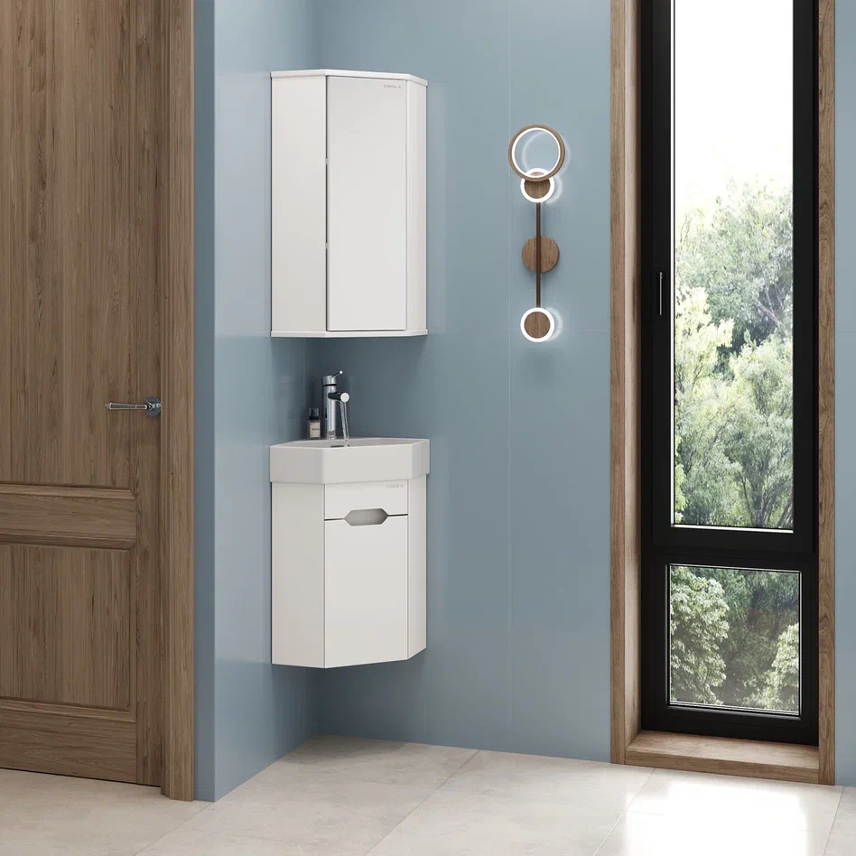 Onika Тумба под раковину Айленд 35 подвесная белая угловая – фотография-6