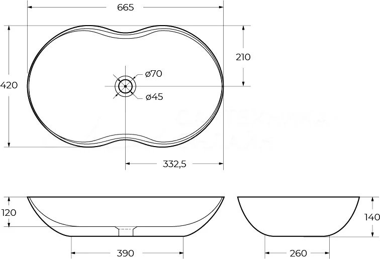 BelBagno Накладная раковина 66/42 BB1334 – фотография-7