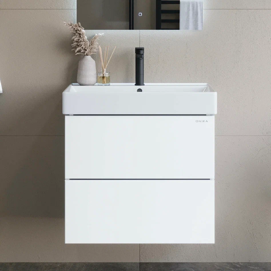Onika Тумба под раковину Эсквана 65 подвесная белая – фотография-4