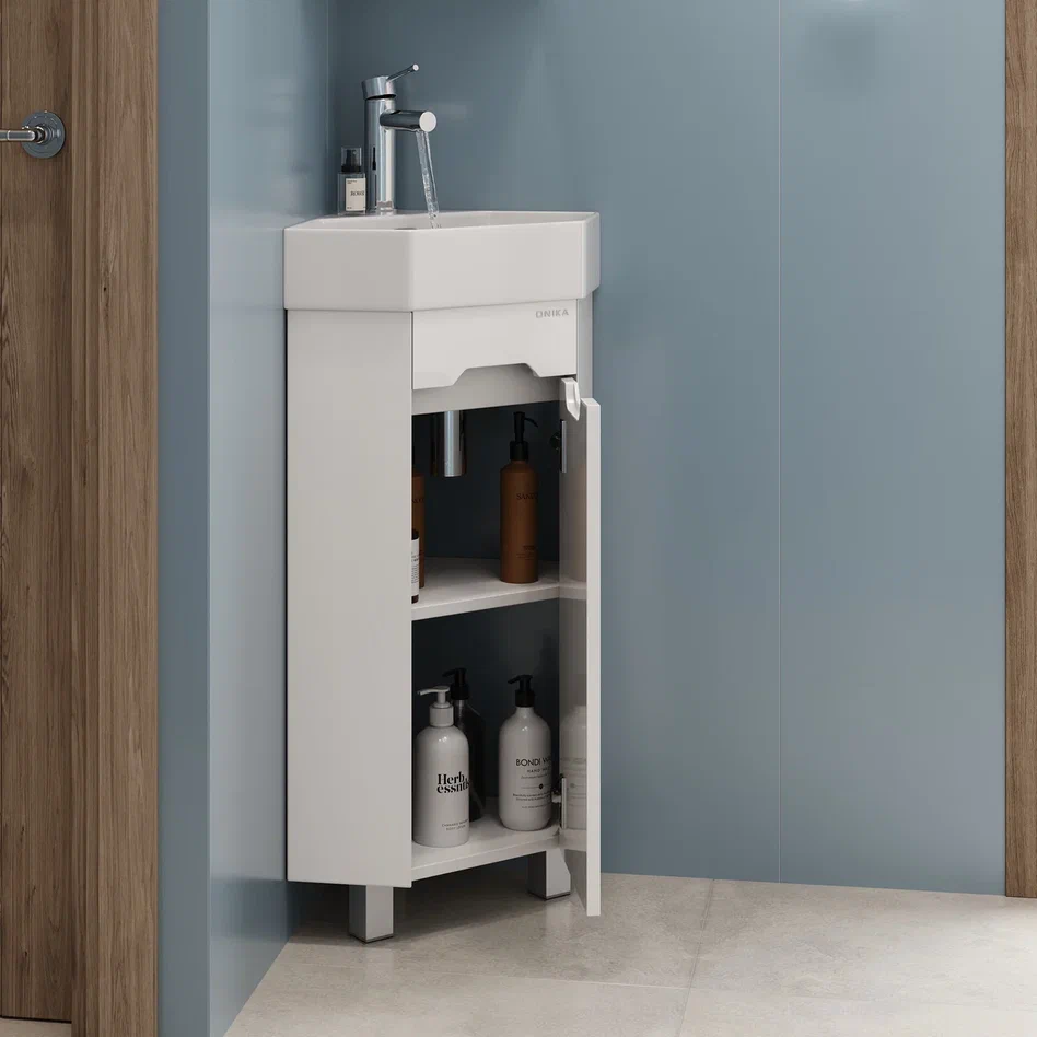Onika Тумба под раковину Айленд 35 напольная белая угловая – фотография-7