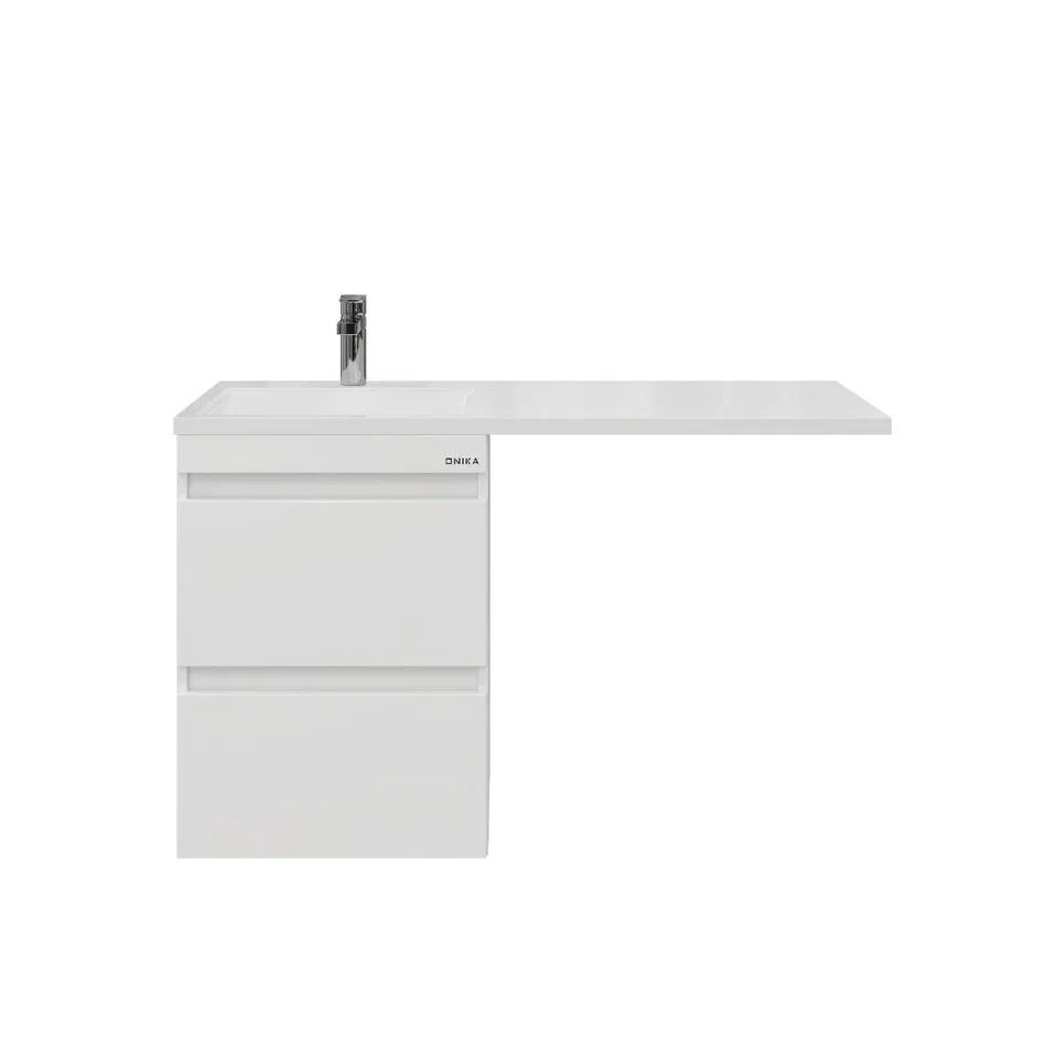 Onika Тумба с раковиной Флэтон 58 белая раковина Марсал 120 левая чаша – фотография-2