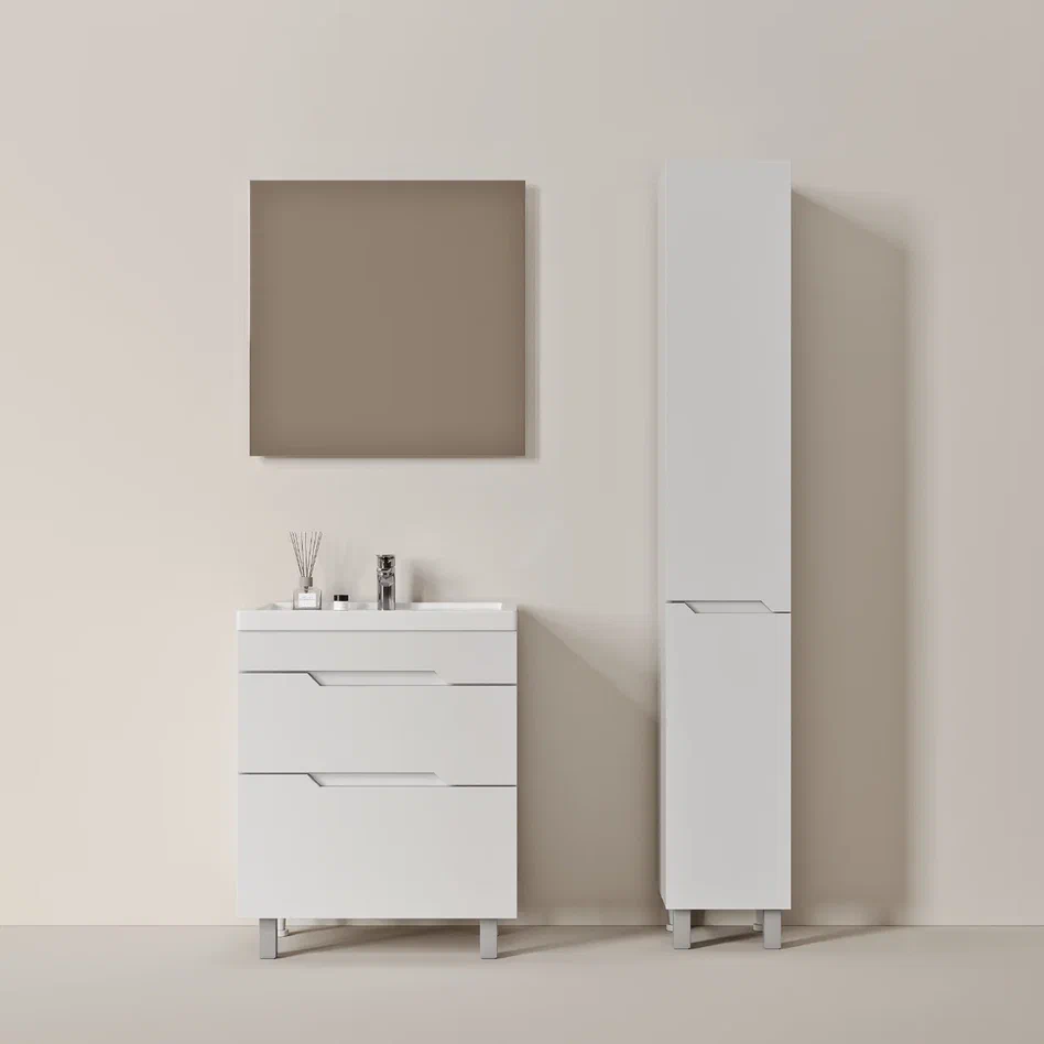 Onika Тумба с раковиной Ламина 80 напольная белая – фотография-8