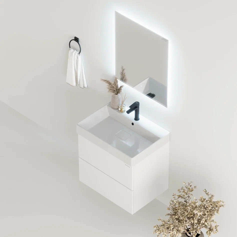 Onika Тумба с раковиной Эсквана 65 подвесная белая – фотография-8