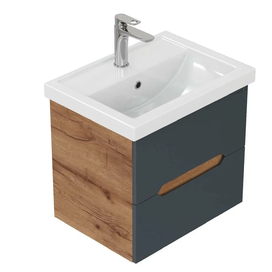 Onika Тумба под раковину Айленд 50 подвесная графит/дуб крафт золотой – фотография-8