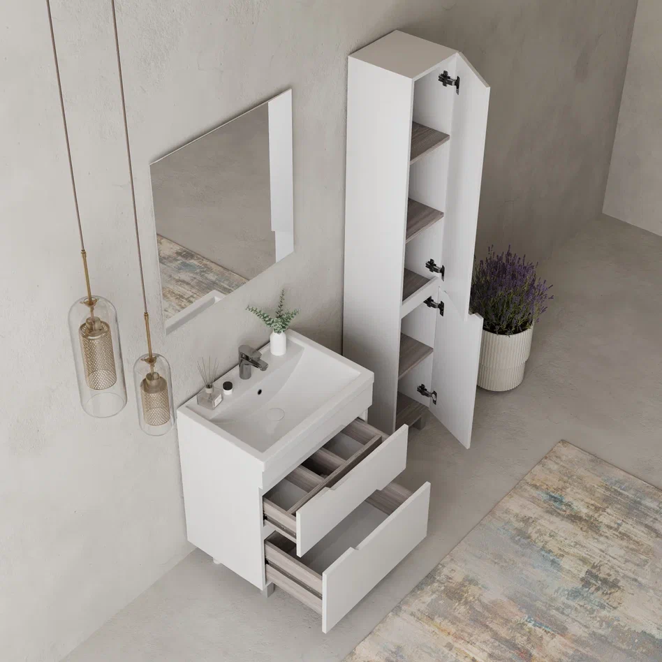 Onika Тумба с раковиной Ламина 70 напольная белая – фотография-7