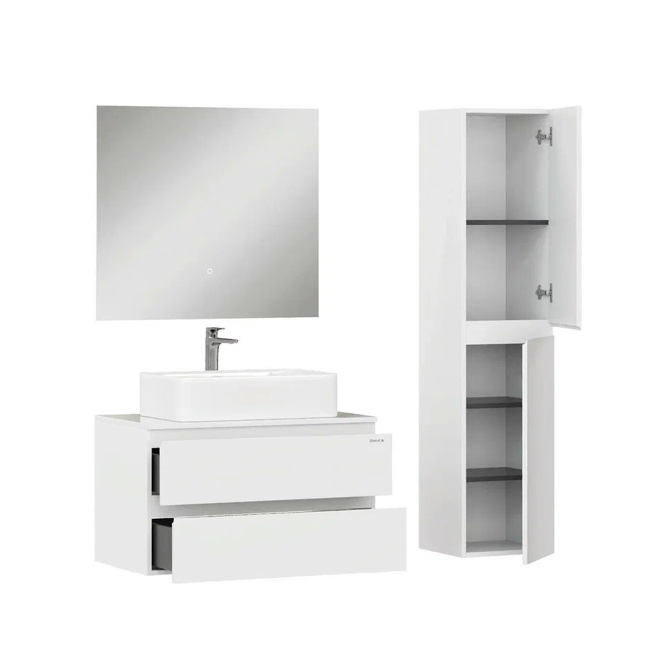 Onika Тумба с раковиной Алеста 80 подвесная белая – фотография-16