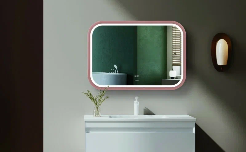 Esbano Зеркало со встроенной подсветкой ES-3310KDG 100/70 розовое золото – фотография-2