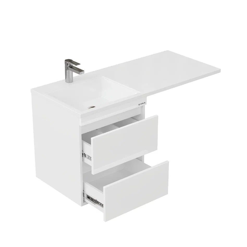 Onika Тумба с раковиной Флэтон 48 белая раковина Марсал 110 левая чаша – фотография-11