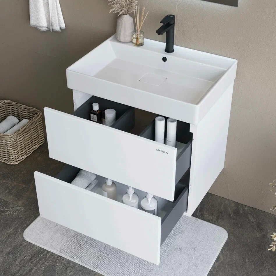 Onika Тумба с раковиной Эсквана 65 подвесная белая – фотография-5