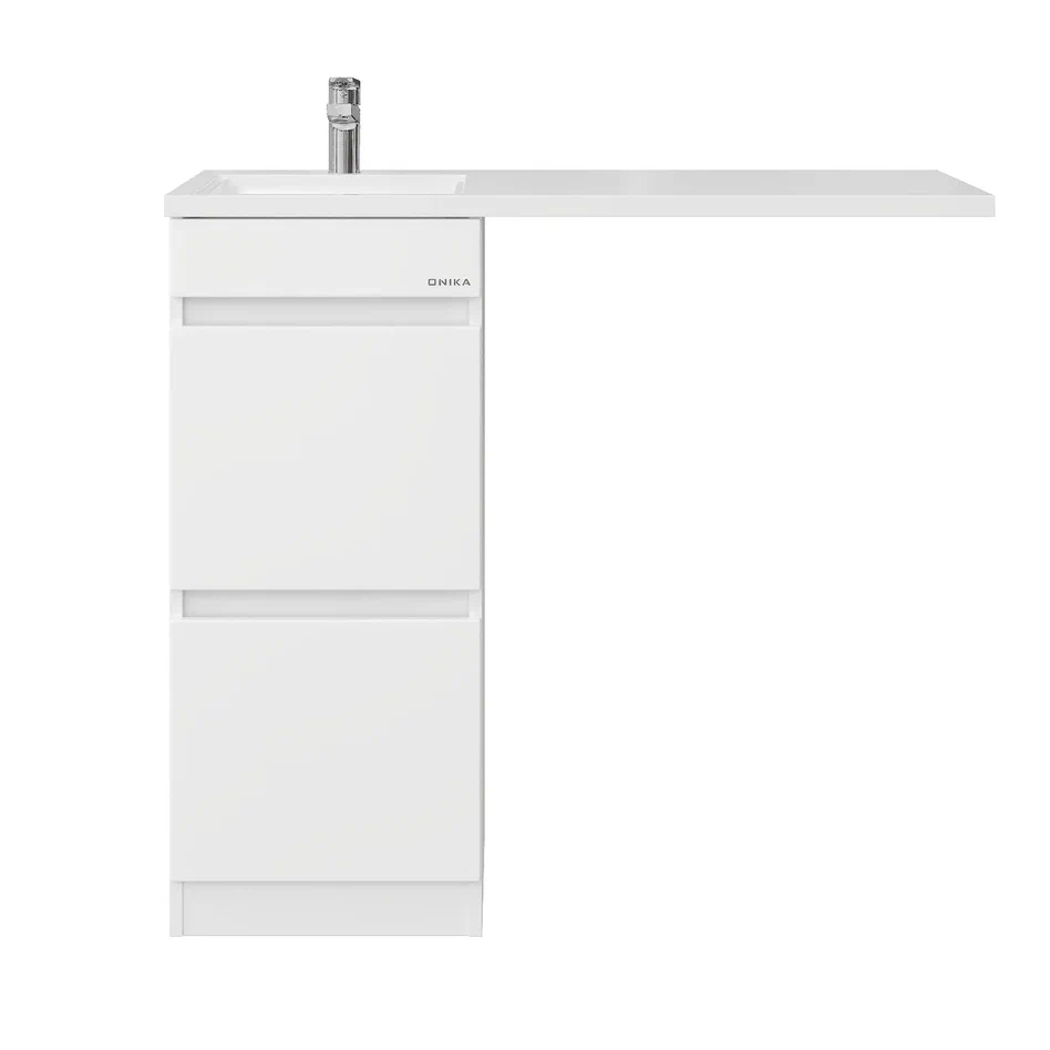 Onika Тумба с раковиной Милтон 38 напольная под стиральную машину белая – фотография-2