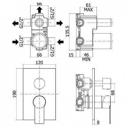 Paffoni Смеситель для душа Tango TA019CR (с внутренней частью) – фотография-2