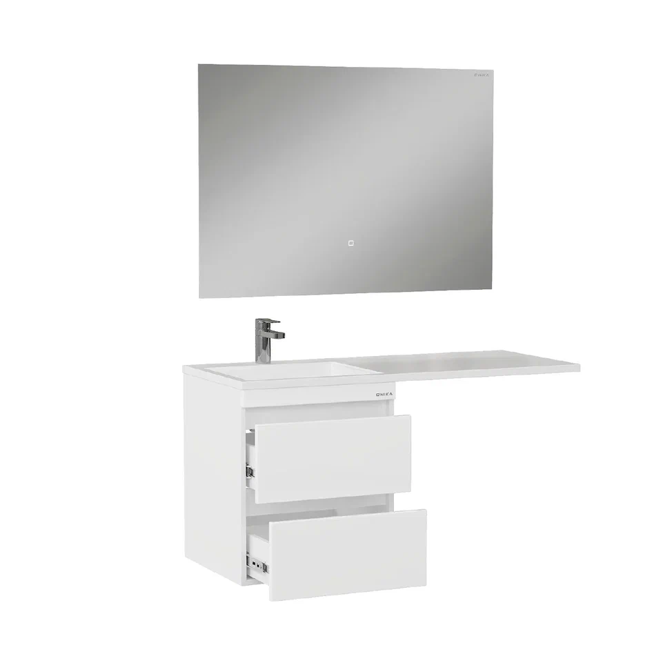 Onika Тумба под раковину Флэтон 48 подвесная под стиральную машину белая – фотография-11