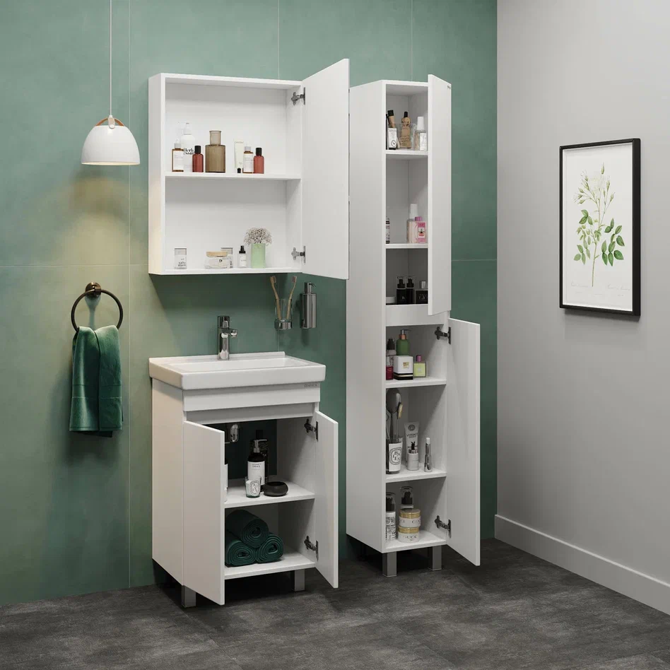 Onika Тумба с раковиной Милтон Квадро 55 напольная белая – фотография-5