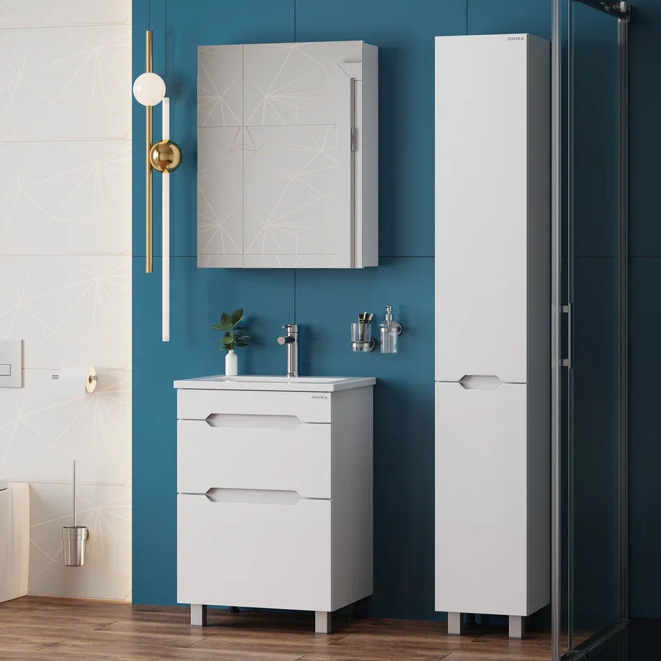 Onika Тумба с раковиной Айленд 50 напольная белая – фотография-4