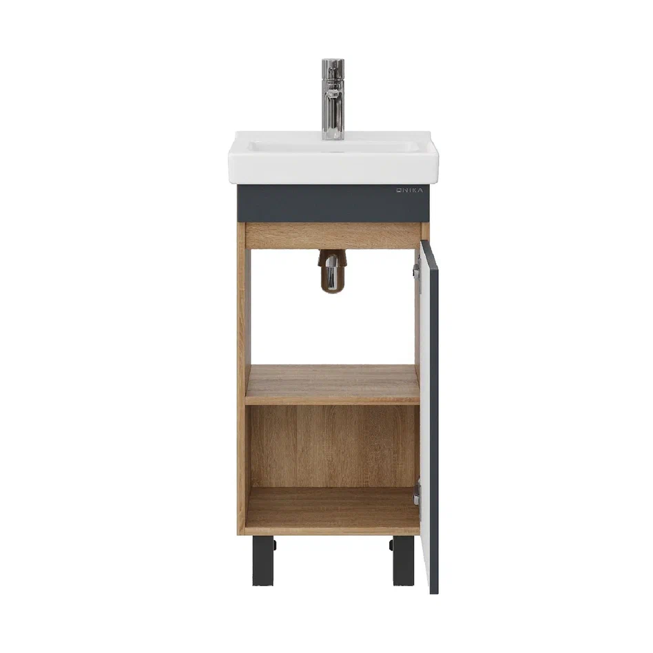 Onika Тумба под раковину Милтон Квадро 40 напольная графит/дуб сонома – фотография-9