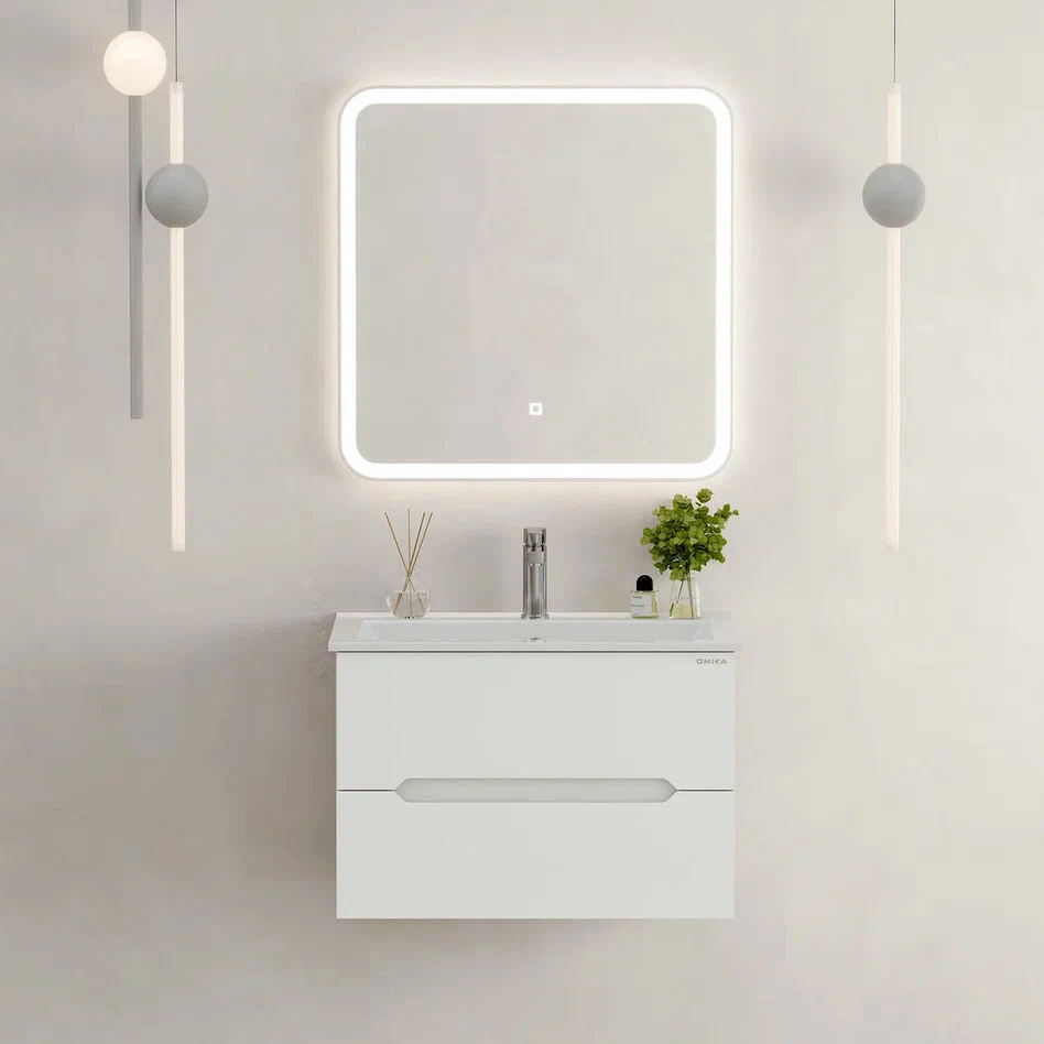 Onika Тумба под раковину Айленд 70 подвесная белая – фотография-9