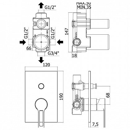 Paffoni Смеситель для душа West WS015CR (с внутренней частью) – фотография-2