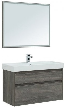 Aquanet Тумба с раковиной Nova Lite 100 2 ящика, дуб рошелье – фотография-2