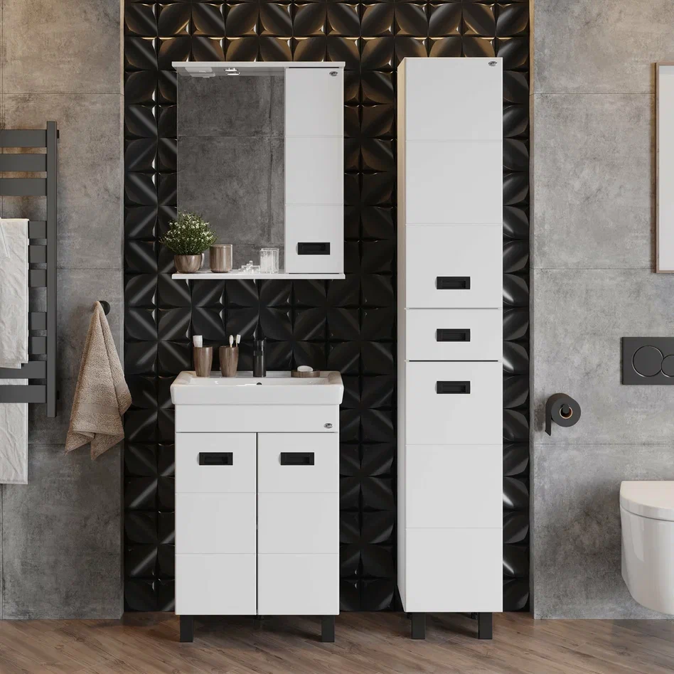 Onika Тумба под раковину Балтика-Квадро Black 60 напольная белая – фотография-3