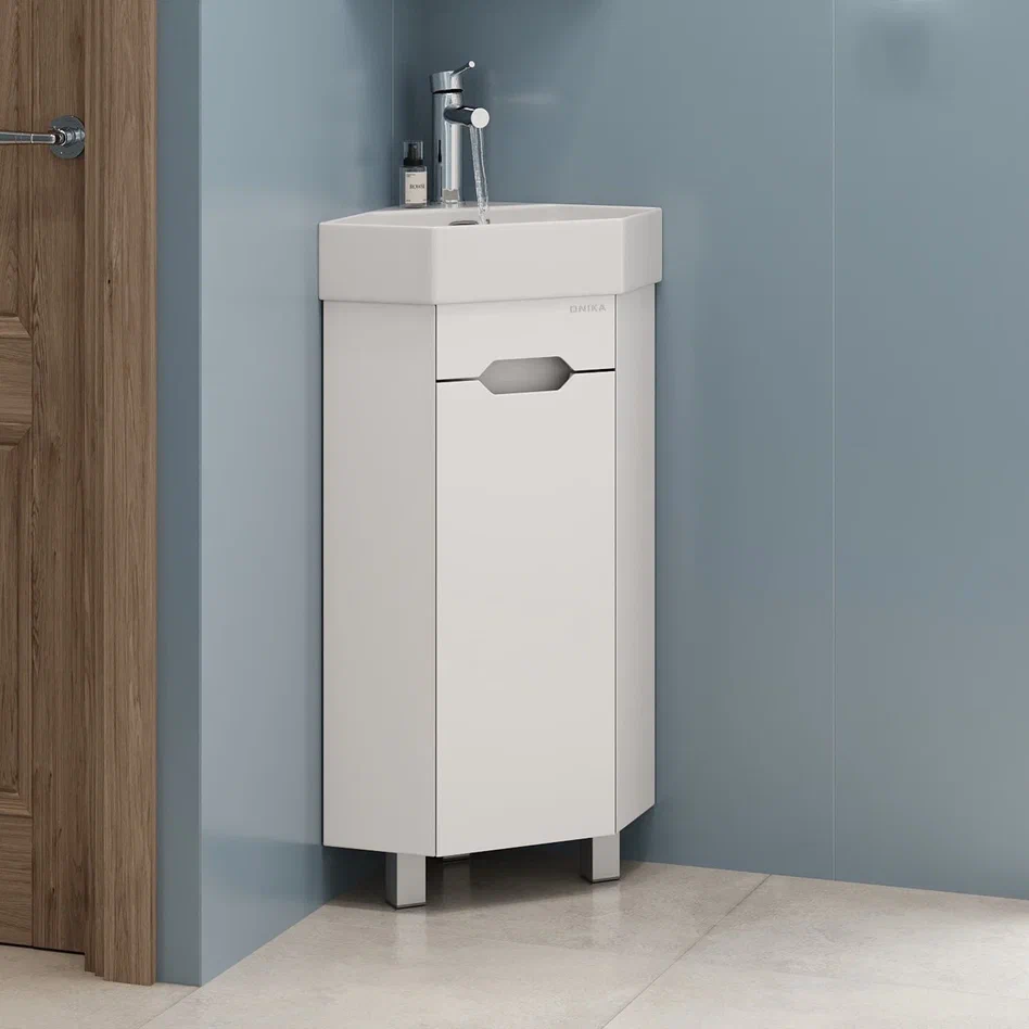 Onika Тумба под раковину Айленд 35 напольная белая угловая – фотография-8
