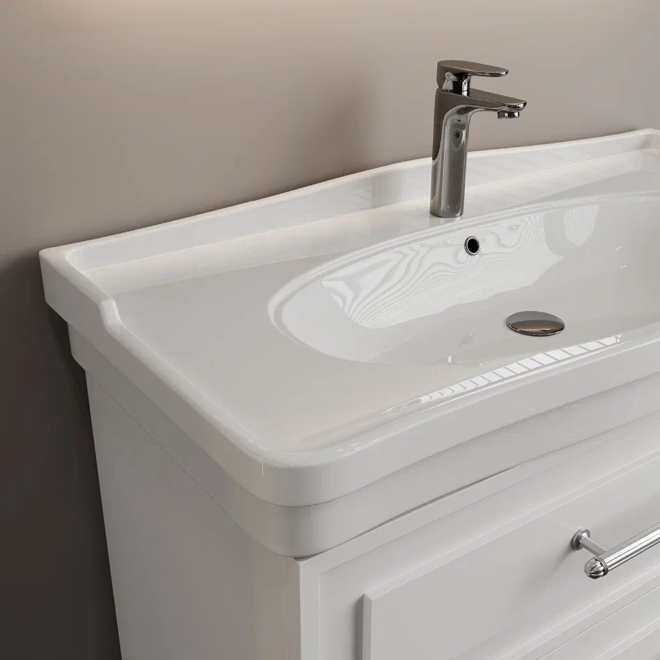 Onika Тумба с раковиной Элисан 105 подвесная белая – фотография-10