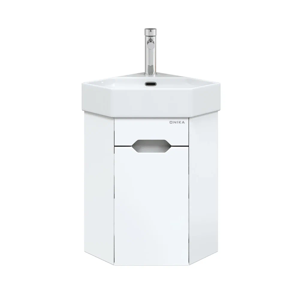 Onika Тумба под раковину Айленд 35 подвесная белая угловая – фотография-2
