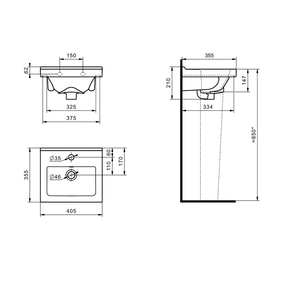 Onika Тумба с раковиной Милтон Квадро 40 напольная графит/дуб сонома – фотография-17