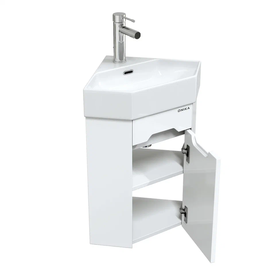 Onika Тумба под раковину Айленд 35 подвесная белая угловая – фотография-7