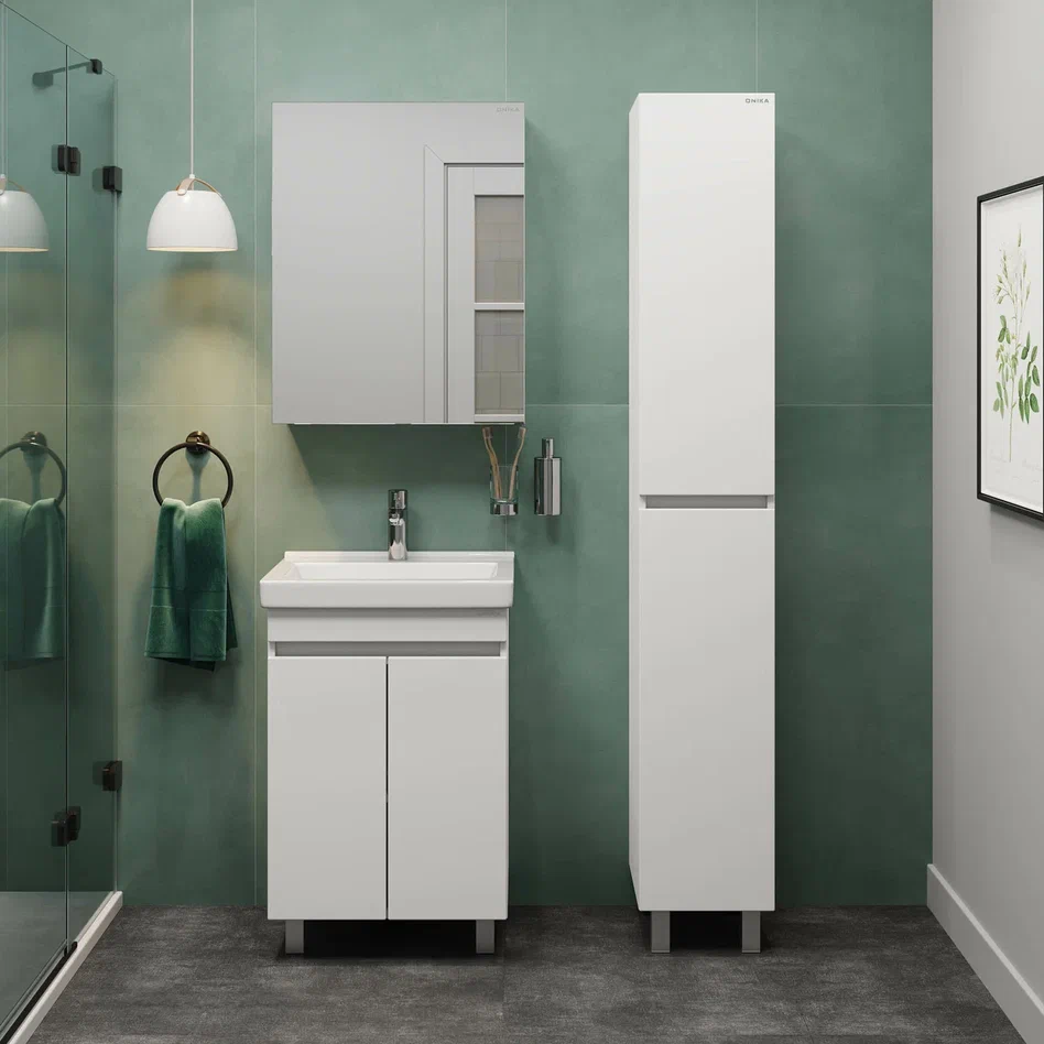 Onika Тумба под раковину Милтон Квадро 55 напольная белая – фотография-3